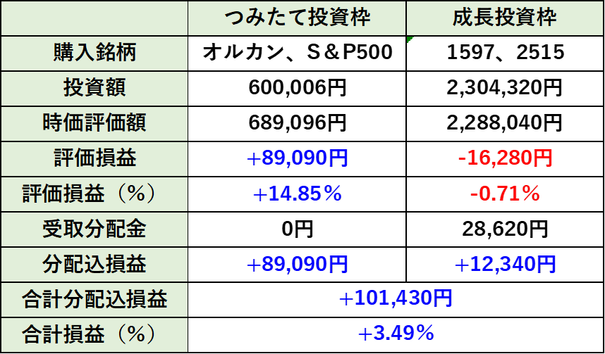 新NISA全体の損益詳細