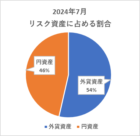 リスク資産に占める外貨資産と円資産の比率（6月）